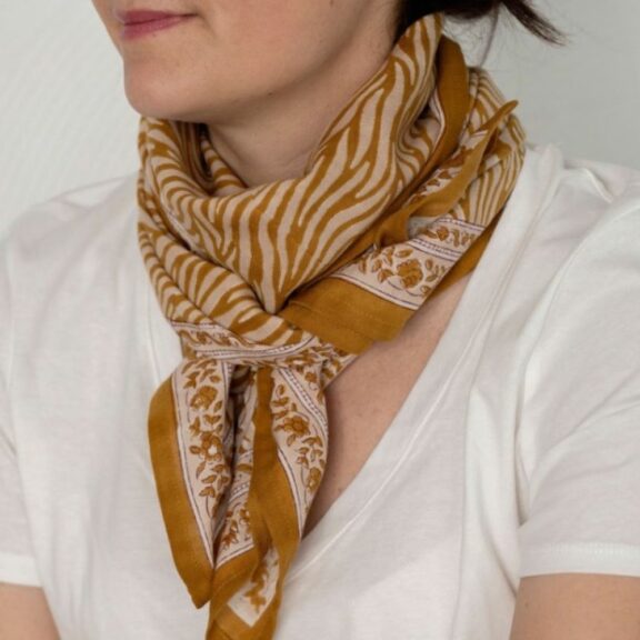 Grand foulard Zebra Havane - Bindi Atelier